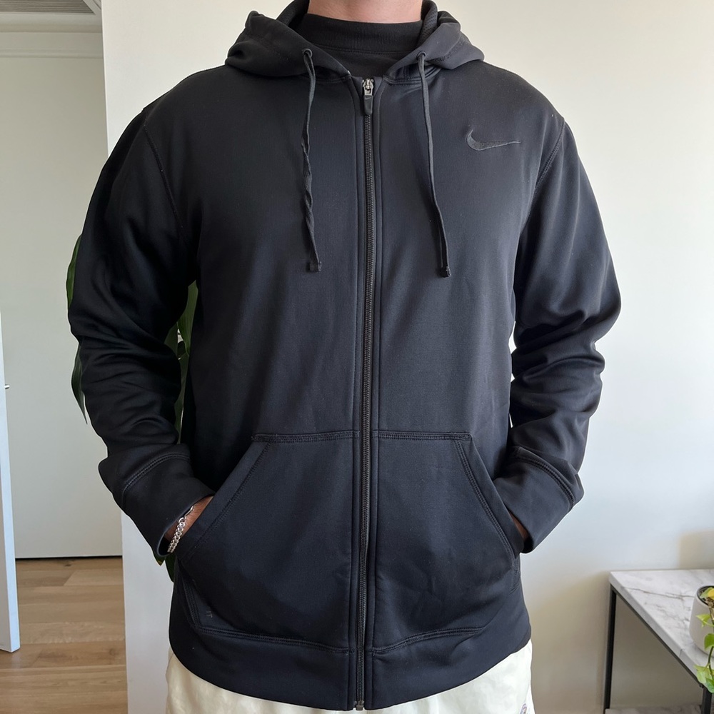 Nike: Black Athletic Zip-Up Hoodie